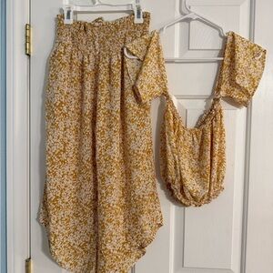 Yellow Floral Two Piece Set